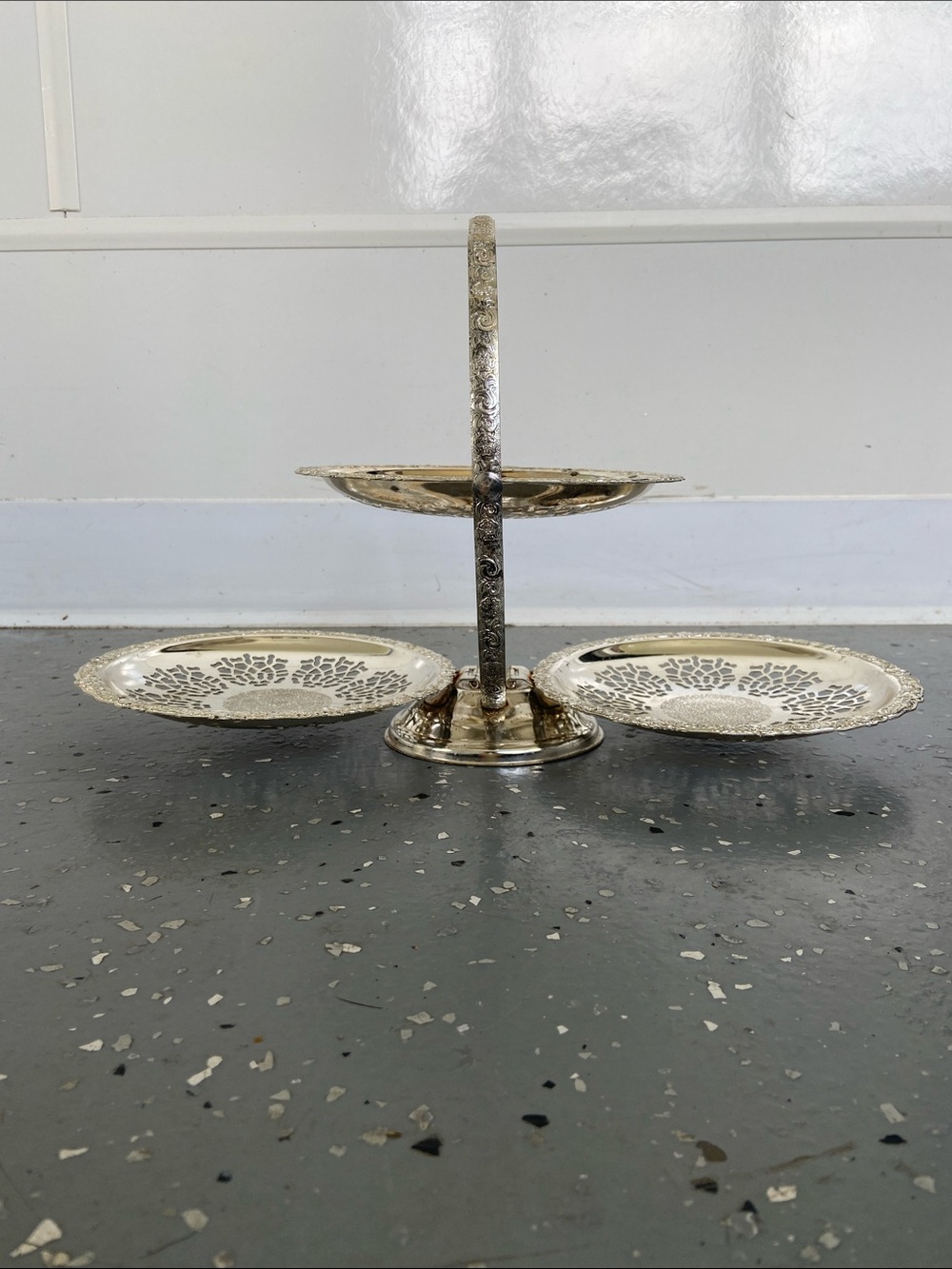 Three-Tier Silver Plated Serving Stand - Picture 2 of 9
